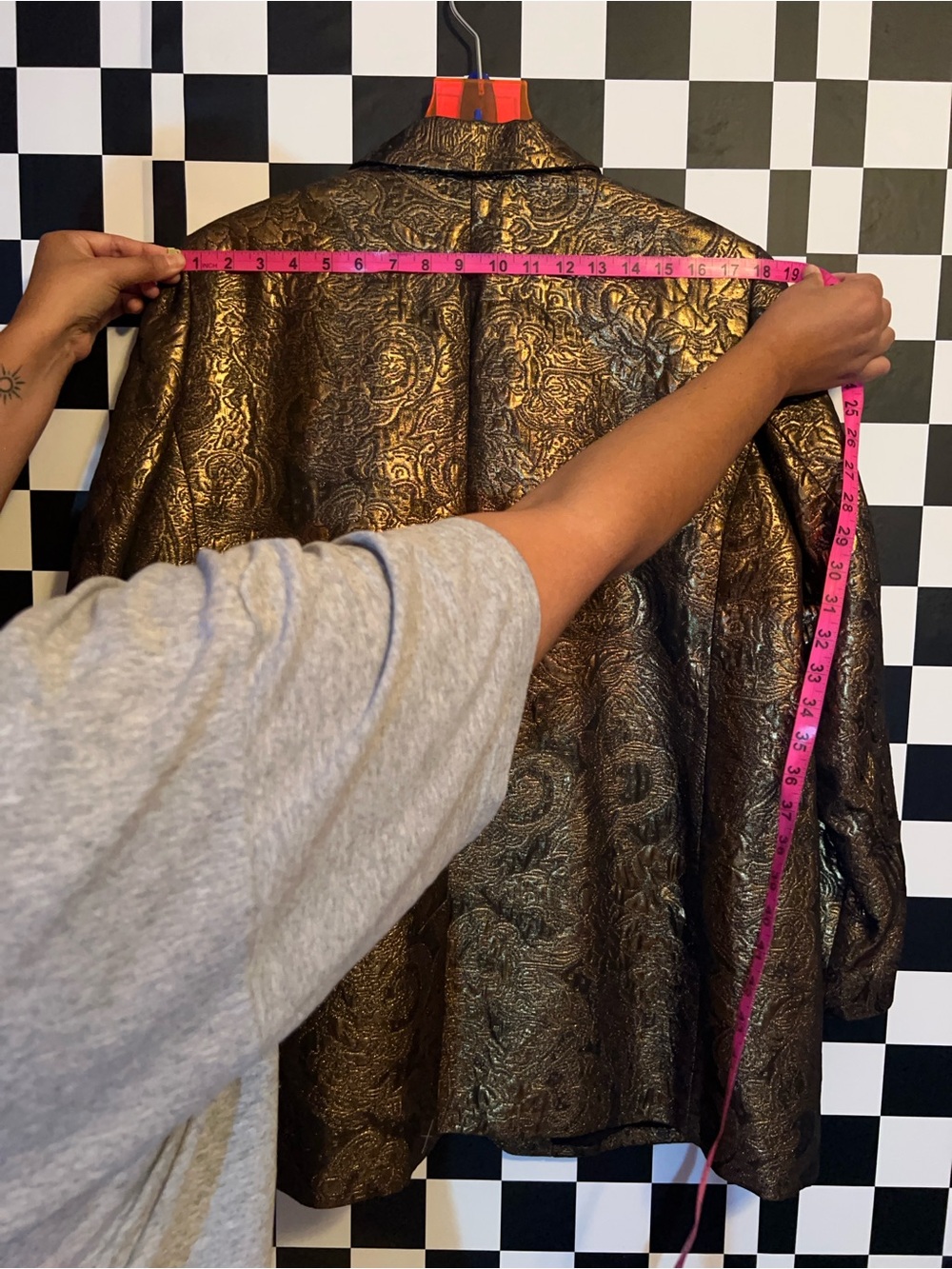 Express Metallic Bronze Brocade Blazer - Picture 7 of 7